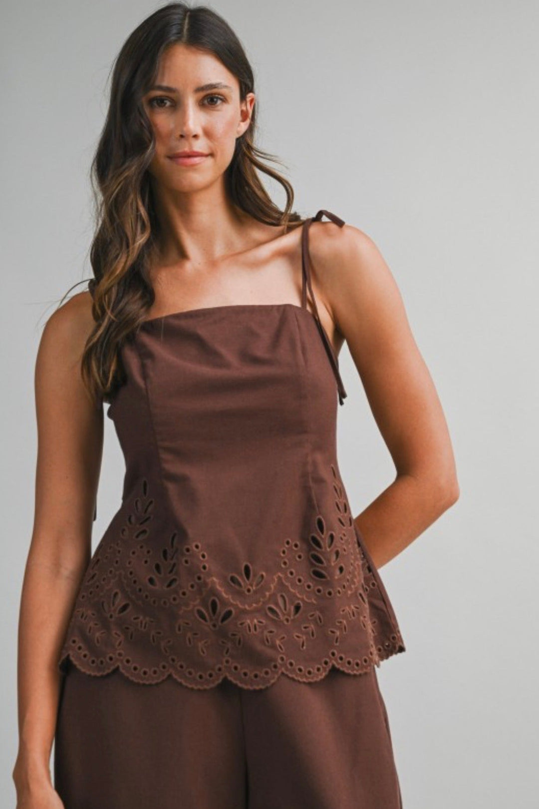 Amaya Embroidered Tie Strap Top