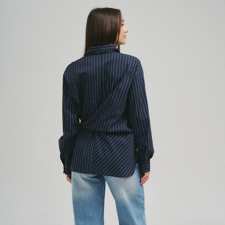 Ashberry Asymmetrical Tie Waist Button Down Top