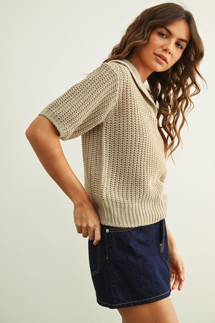 Nadine Collared Knitted Top