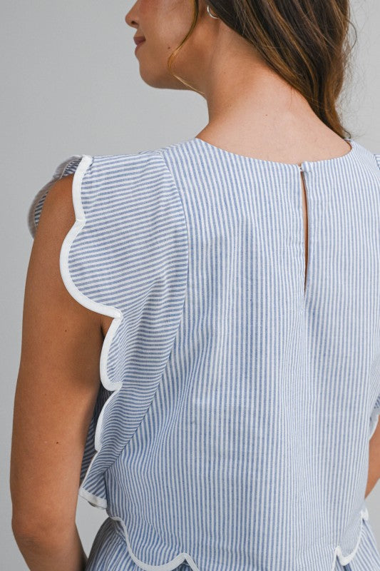Pin Stripe Scallop Top