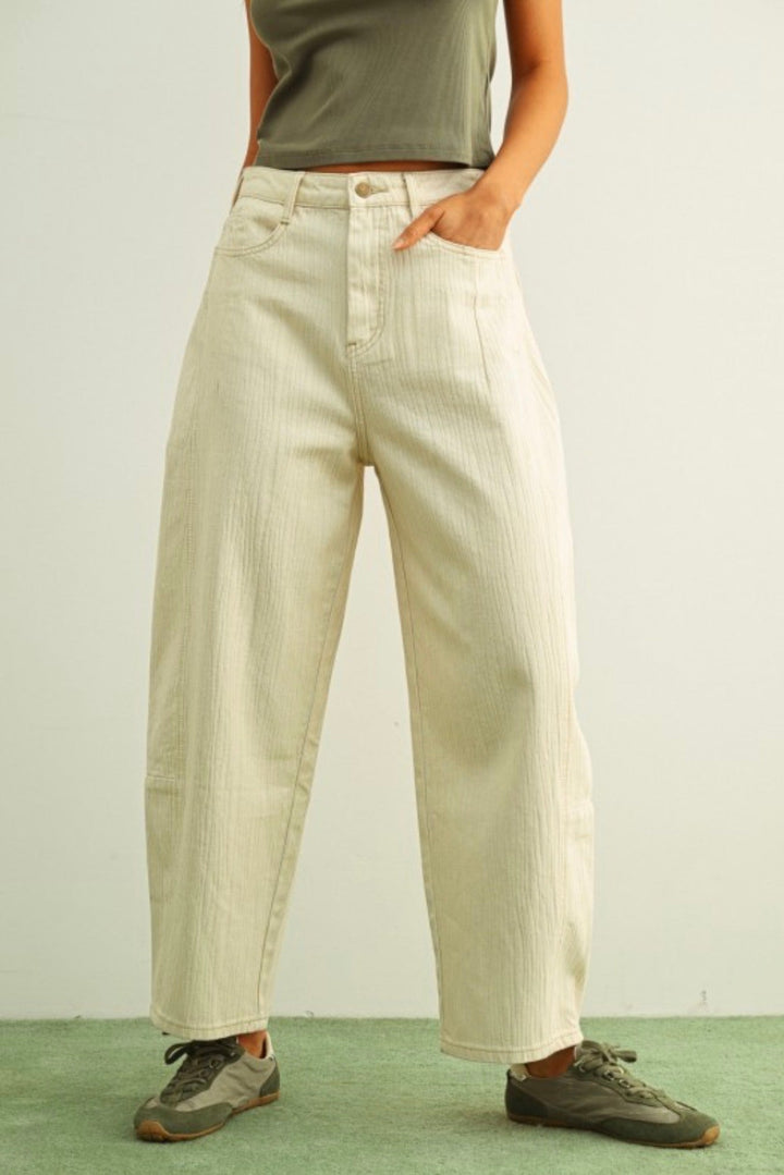 Cool Poise Textured Barrel Jeans