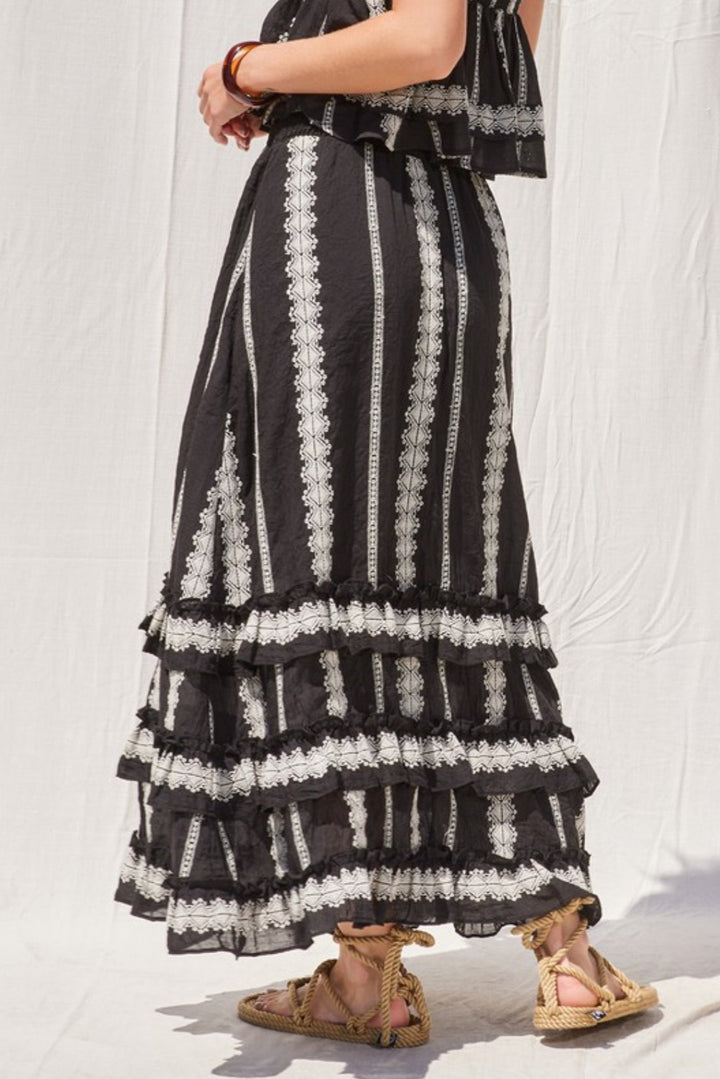 Micah Embroidered Ruffle Skirt
