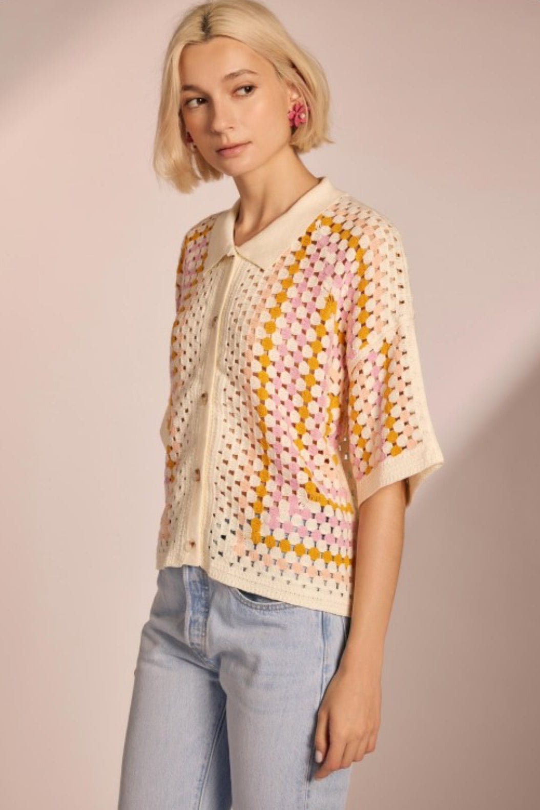 Olivia Crochet Button Down Top