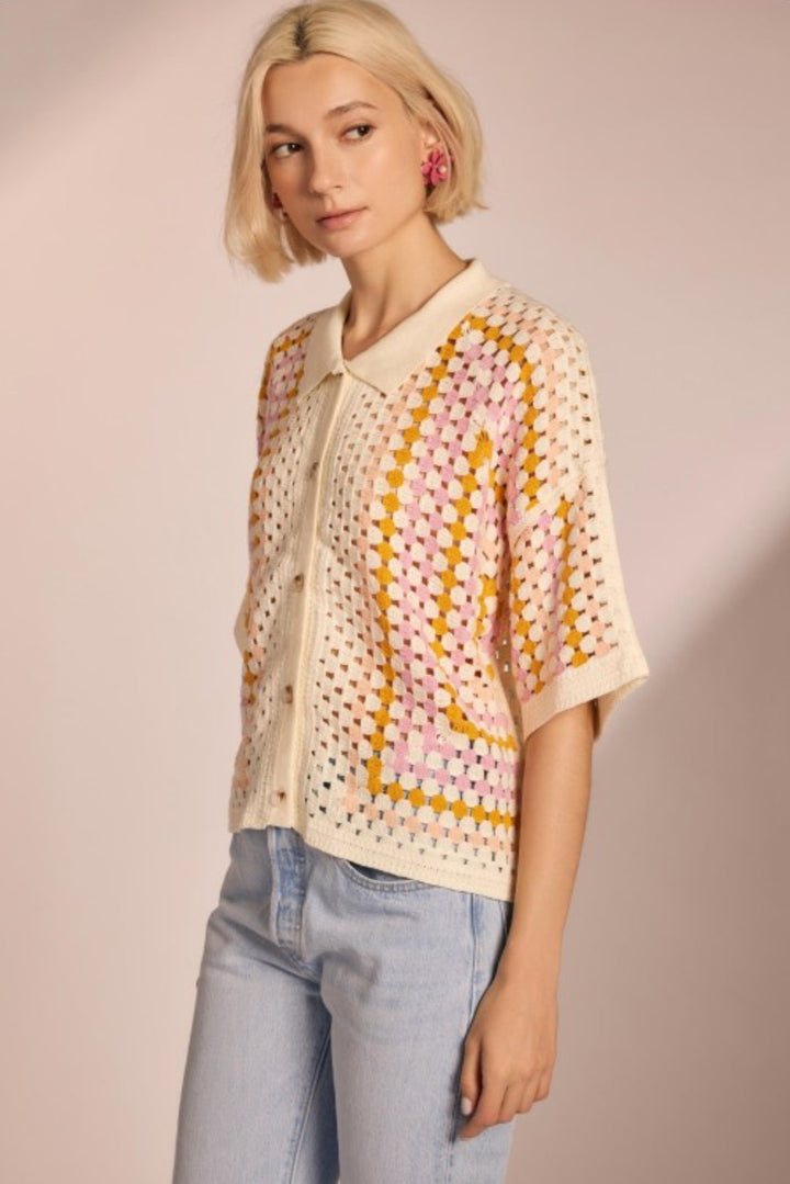 Olivia Crochet Button Down Top