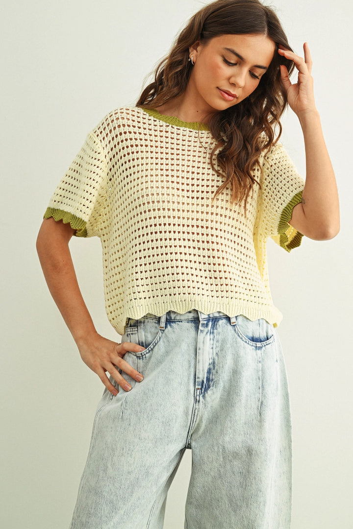 Zya Scallop Detail Knit Top