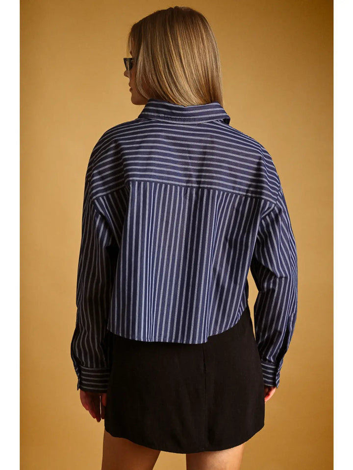 Marlan Stripe Button Up Top