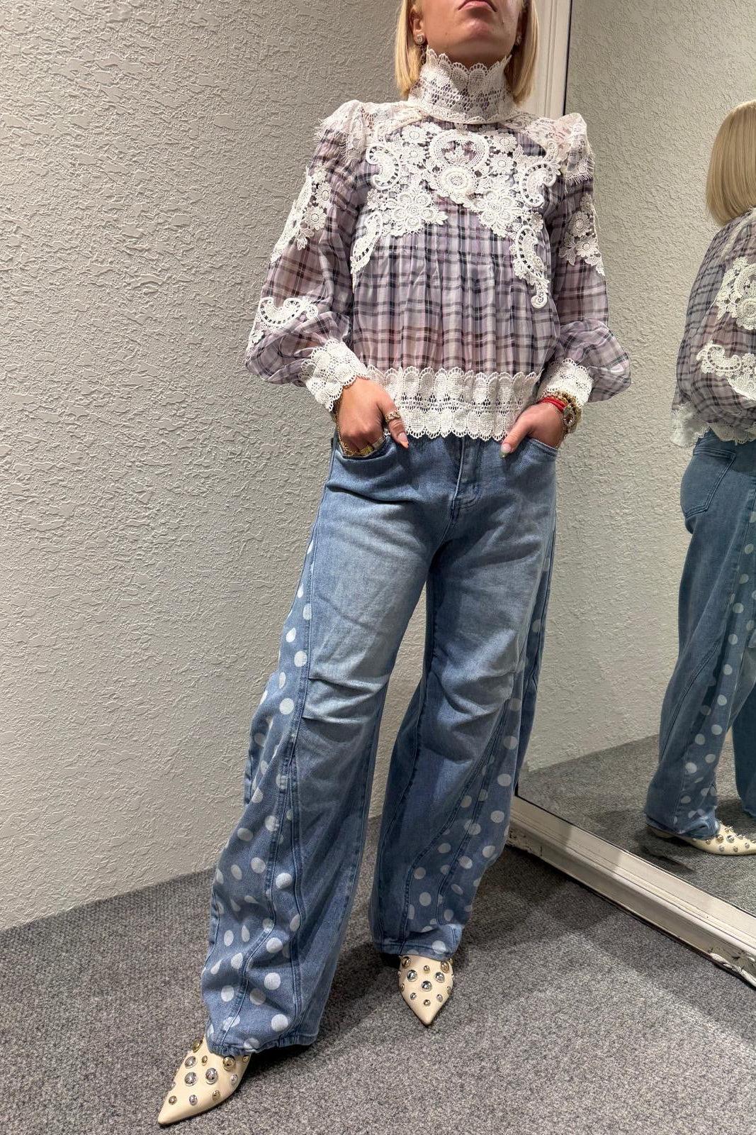 Darla Plaid Lace Top
