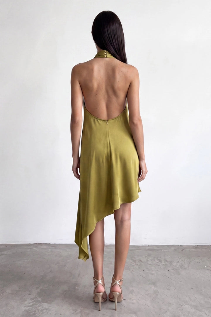 Stay Darling Asymmetrical Hem Halter Dress