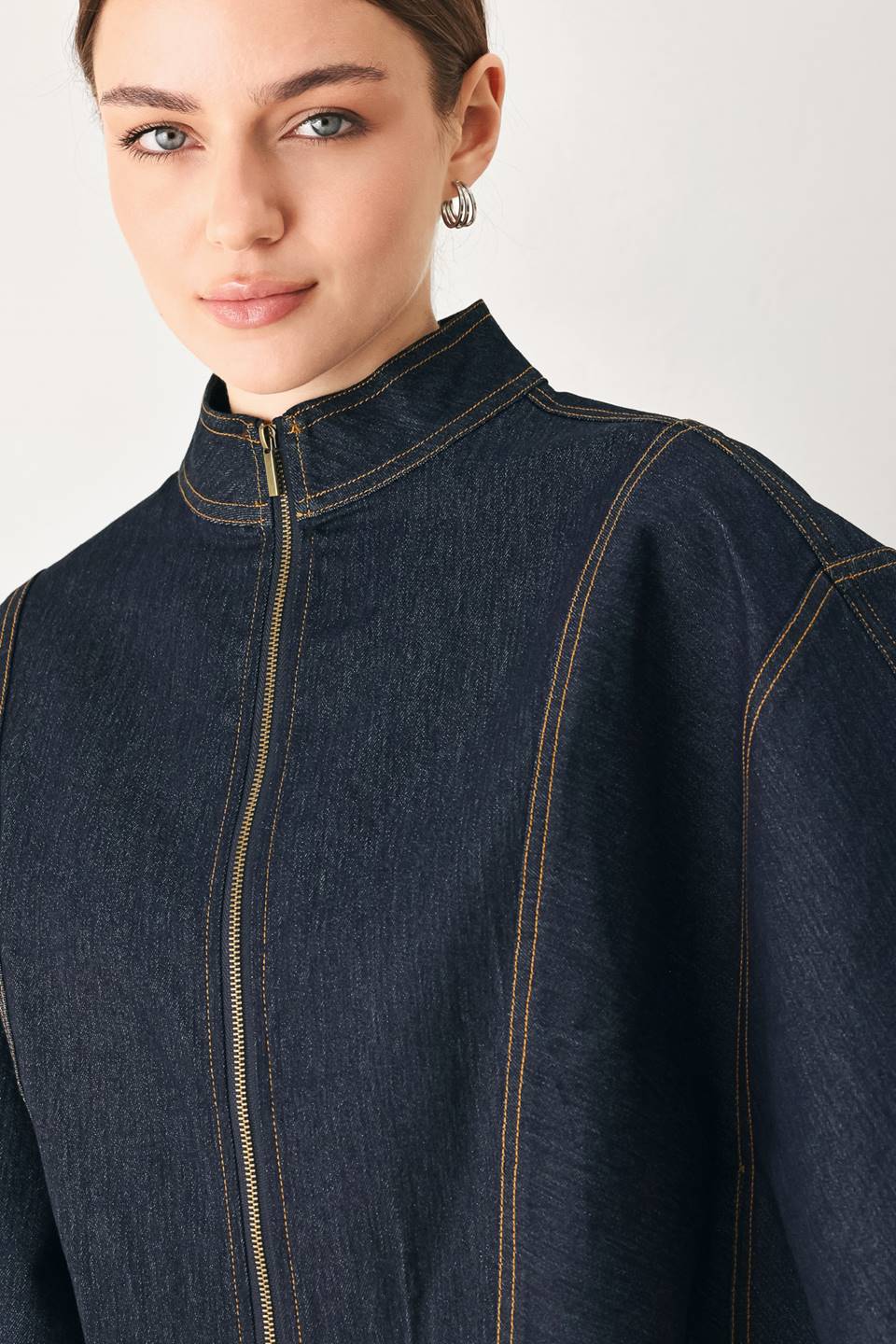 Dark Denim Capelet Top