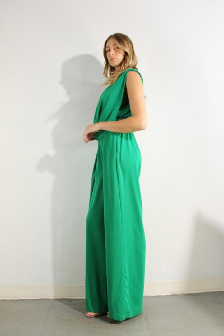 Collecting Compliments Drape Shoulder Jumpsuit