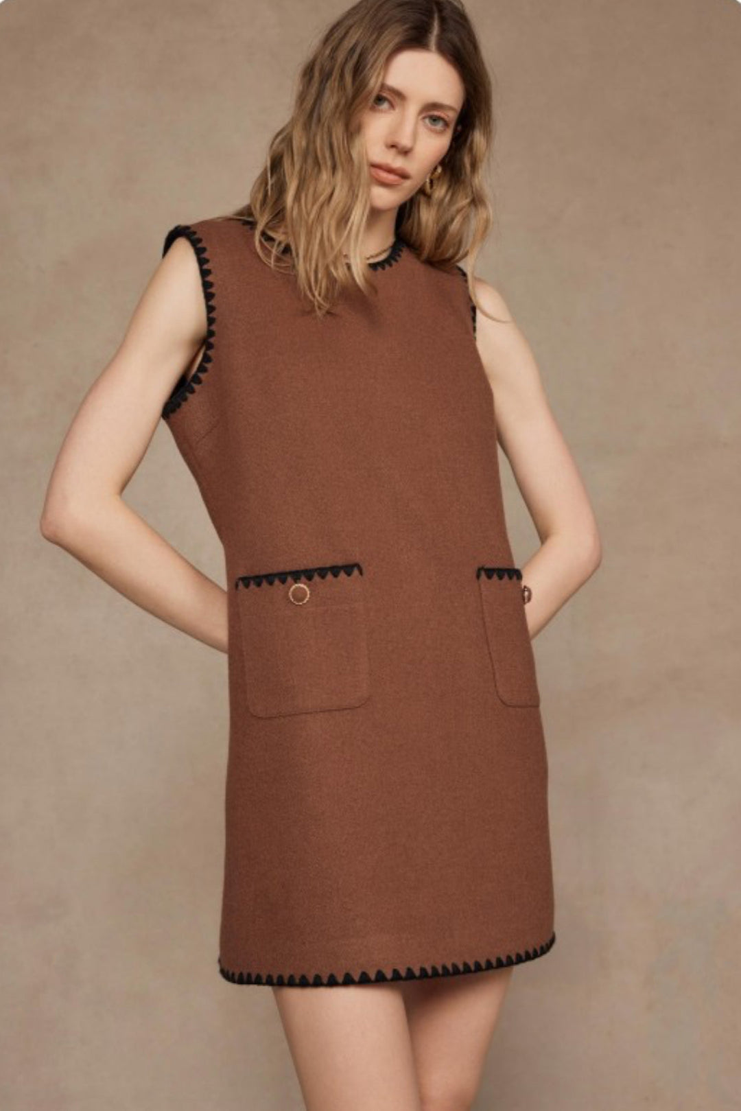 On Holiday Contrast Embroidery Mini Dress