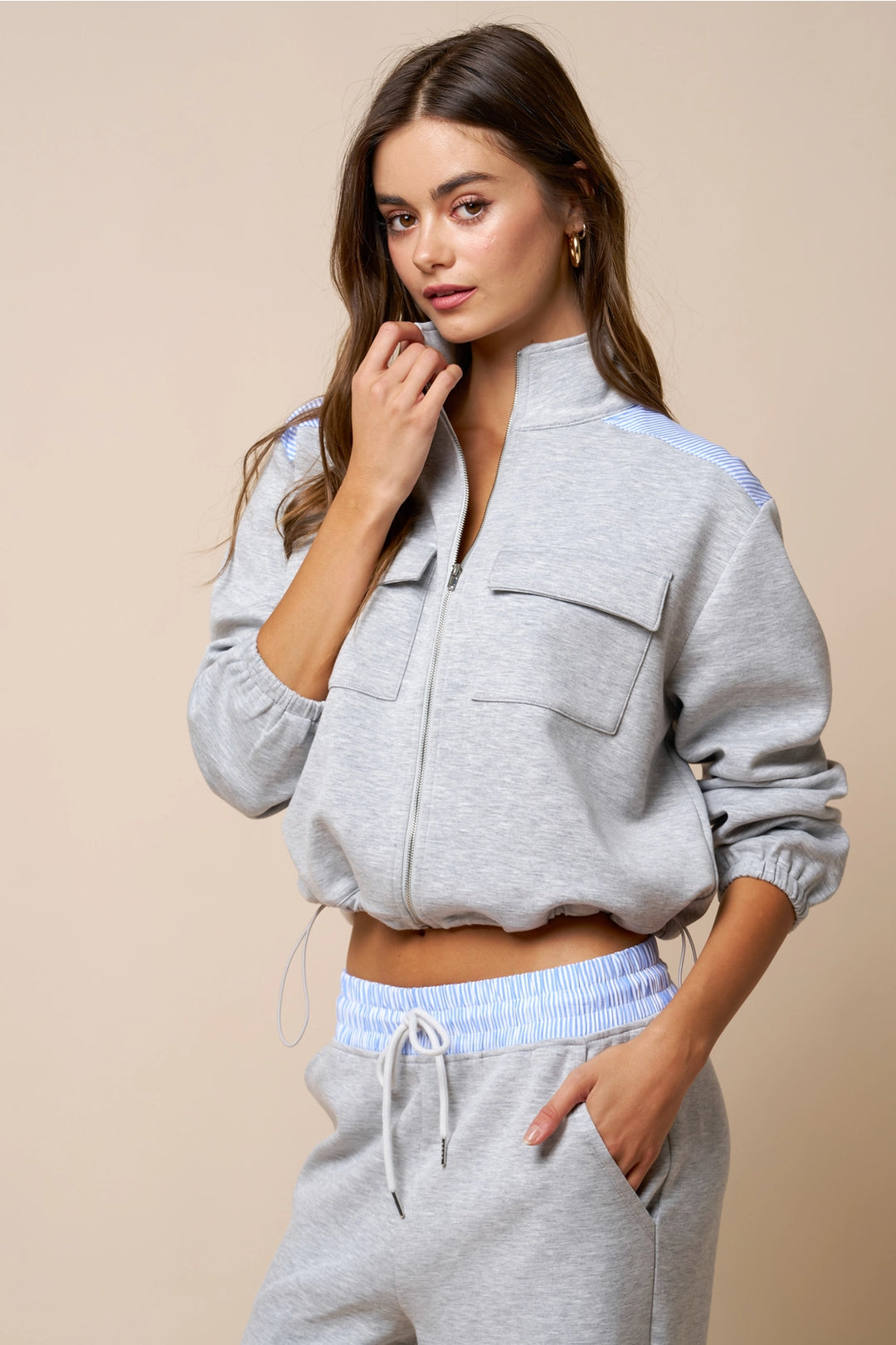 Classic Zip Up Mock Neck Jacket