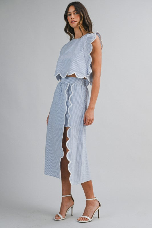 Pin Stripe Scallop Skirt