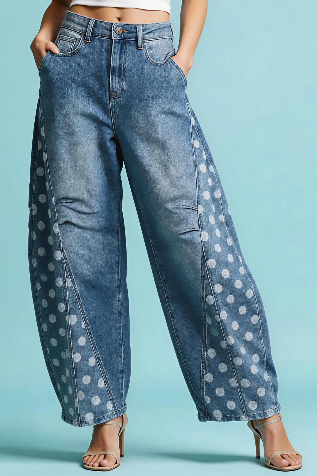 Living Life Dot Barrel Jeans