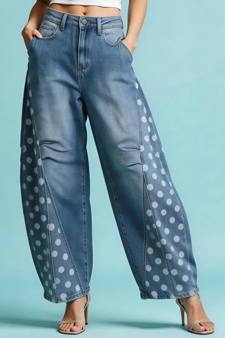 Living Life Dot Barrel Jeans