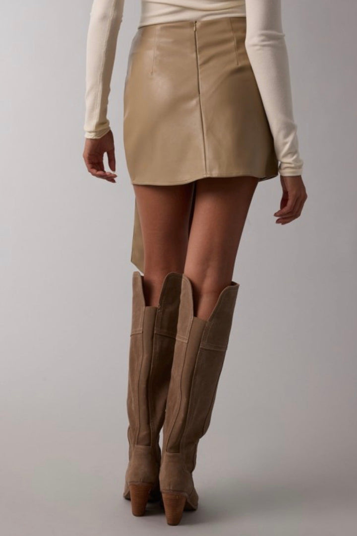 Tedy Faux Leather Wrap Skort