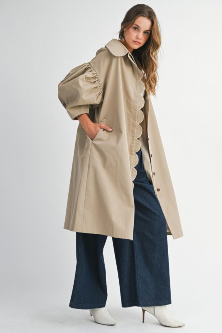 Puff Sleeve Scallop Trench