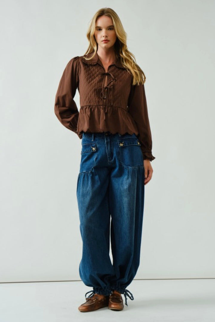 Soft Denim Lotus Bottoms