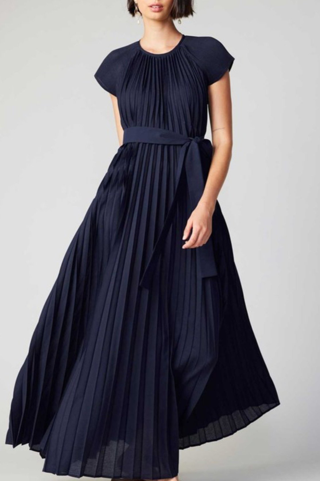 Navy pleated dress best sale