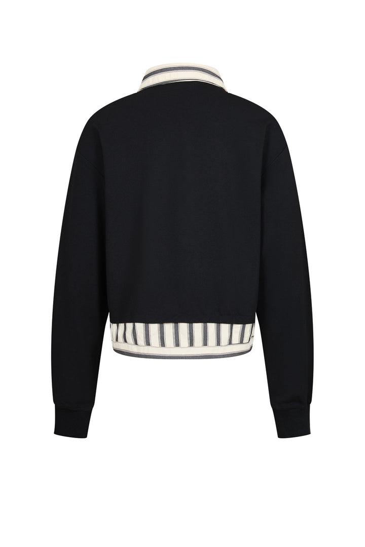 Head Over Knit Collar Sweatshirt Top