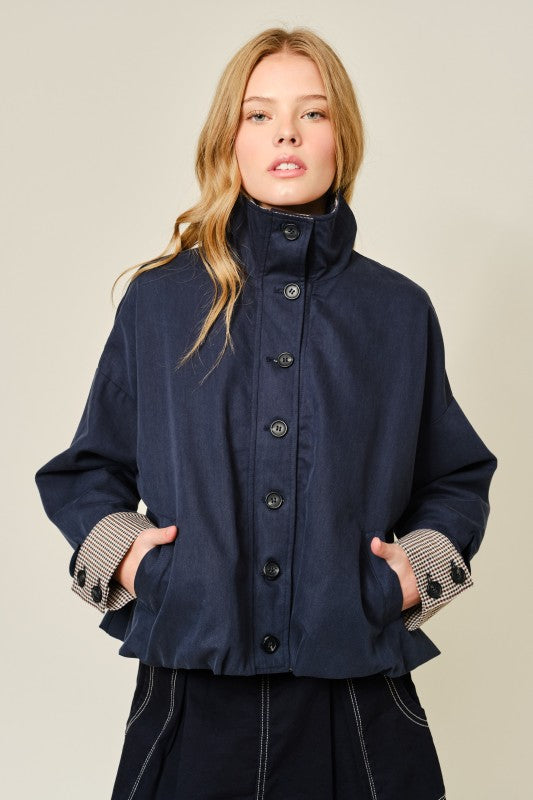 Liora Bomber Jacket with Plaid Details