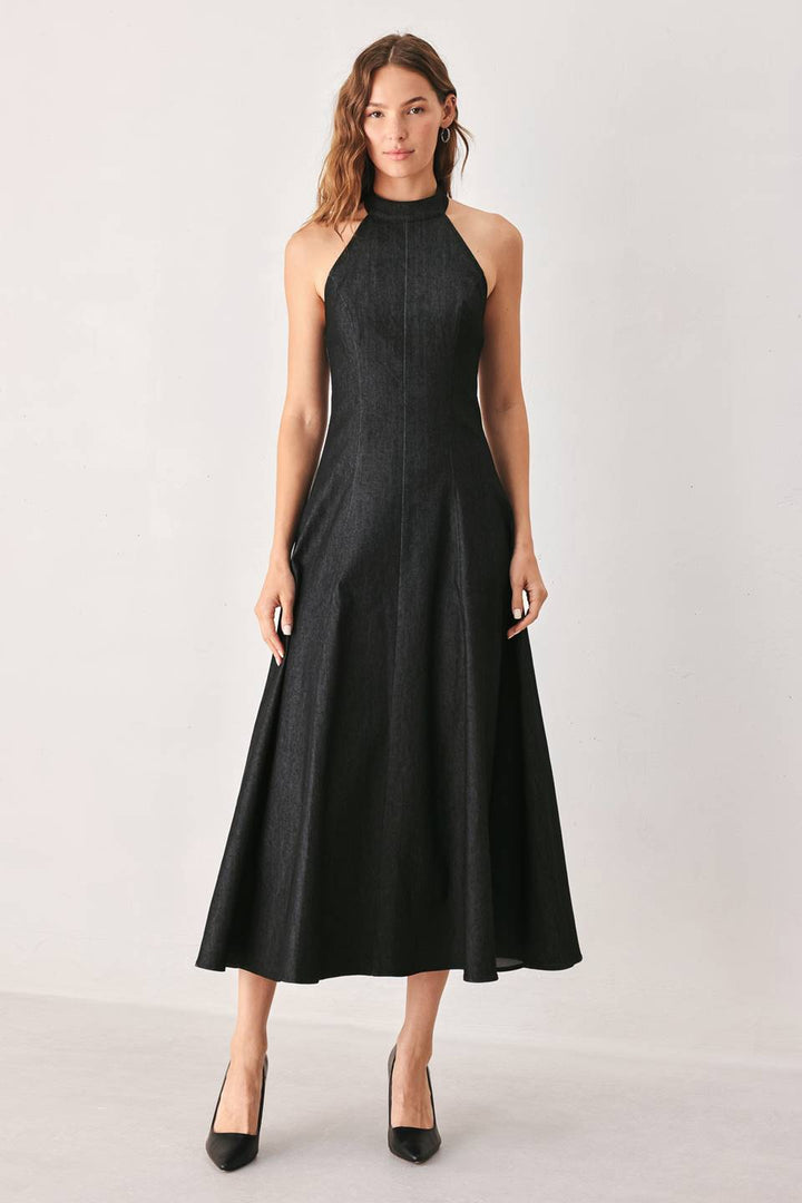 Villa Dark Denim Halter Dress