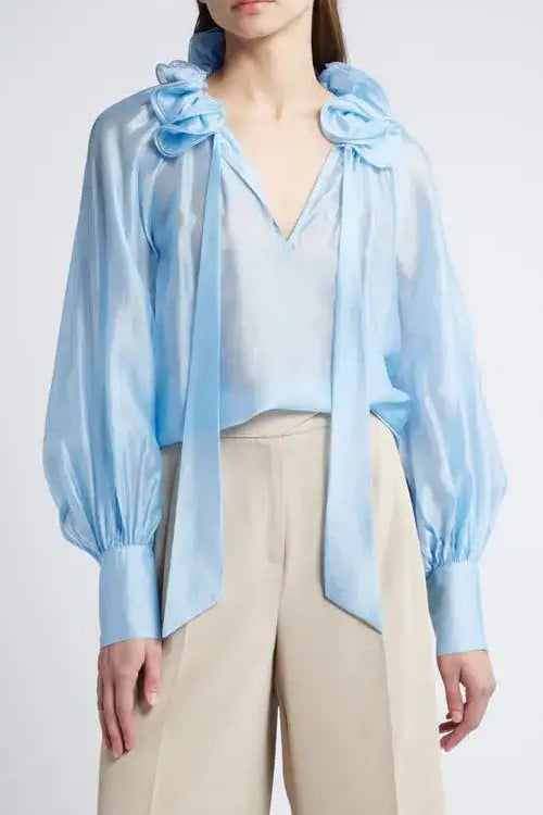 Sheer Organza Bow Top
