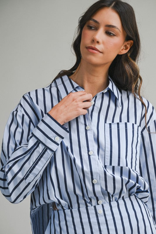Kiki Stripe Button Down Top