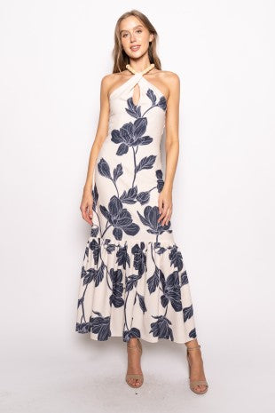 Montez Bead Halter Maxi Dress