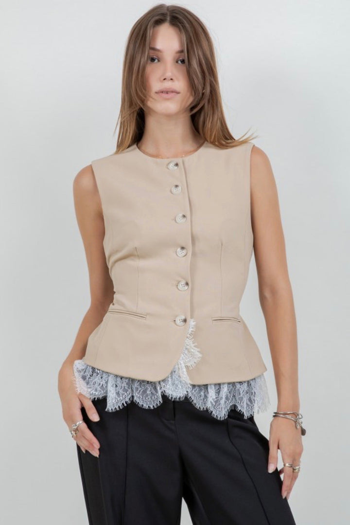 Stacy Structured Vest with Lace