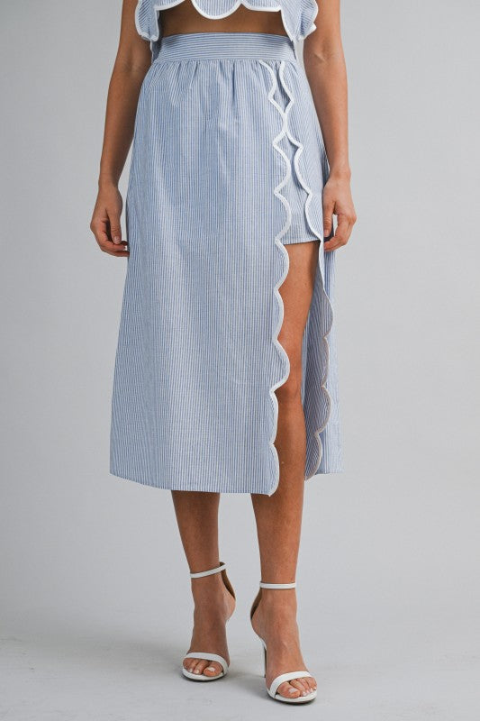 Pin Stripe Scallop Skirt
