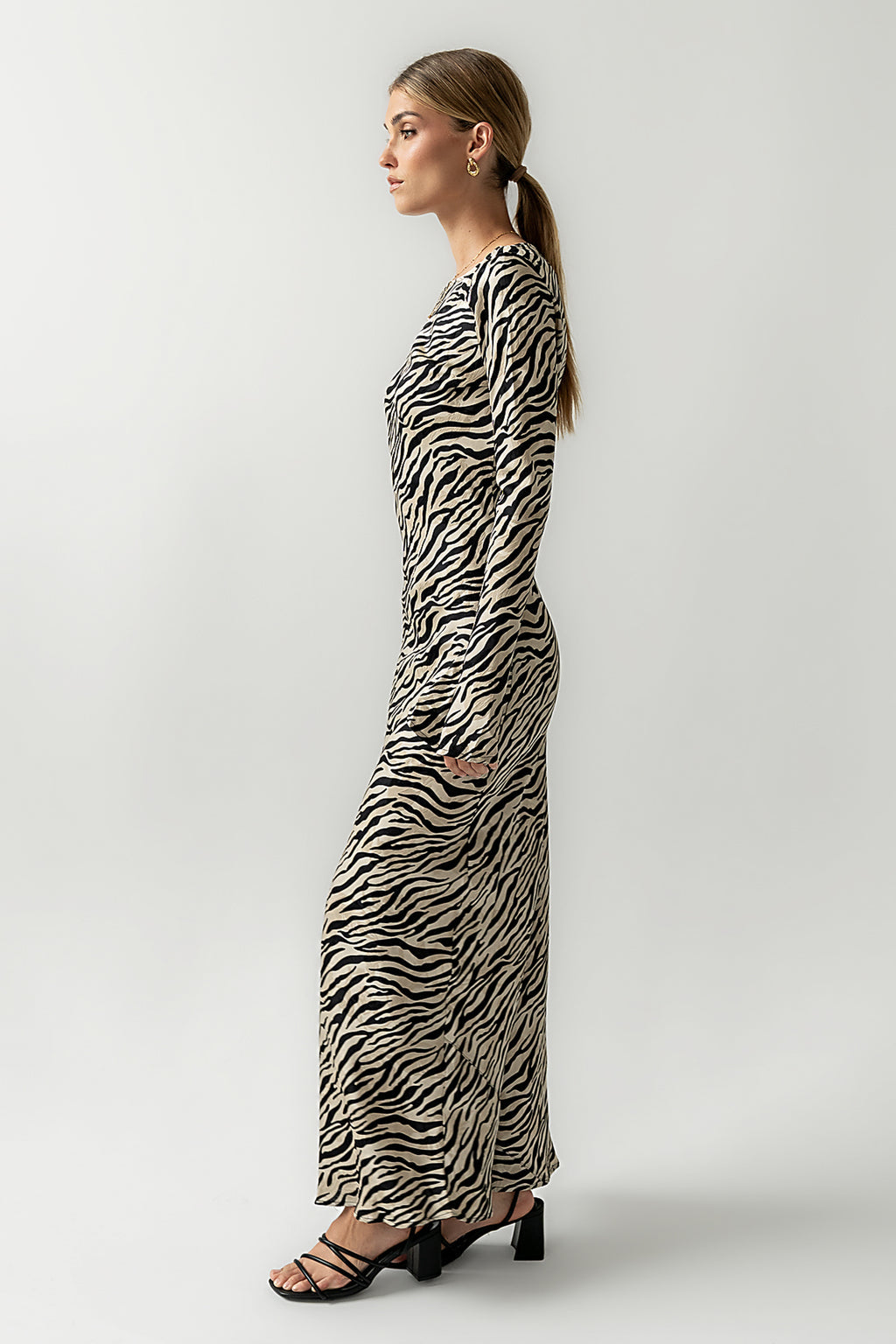 Satin Zebra Maxi Dress
