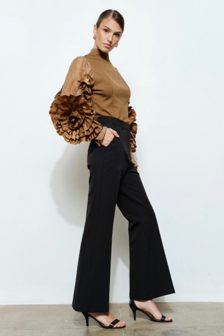 Rosette Ruffle Jersey Top