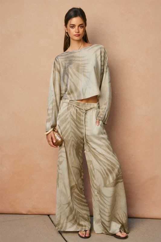 Tropical Leaf Satin Bottoms