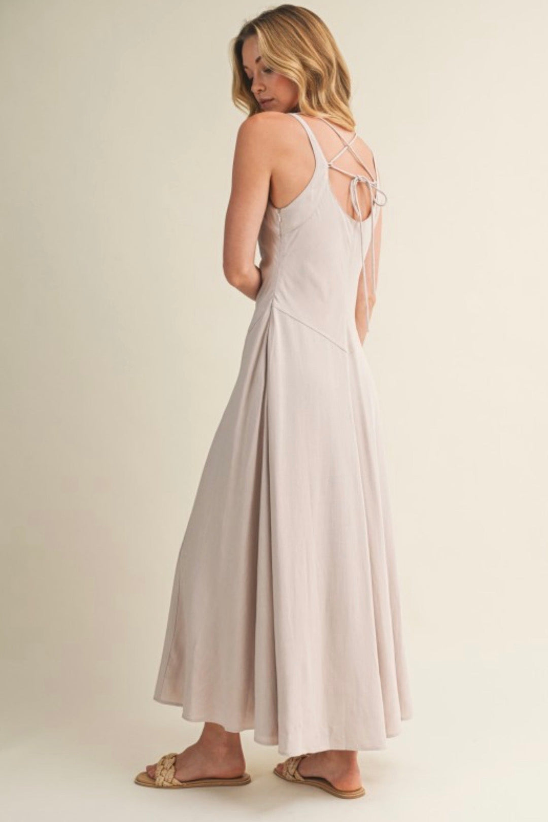 Sandra Square Neck Detail Maxi Dress