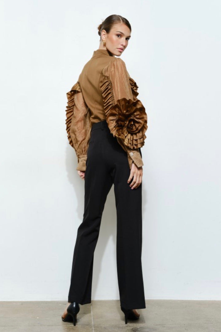 Rosette Ruffle Jersey Top