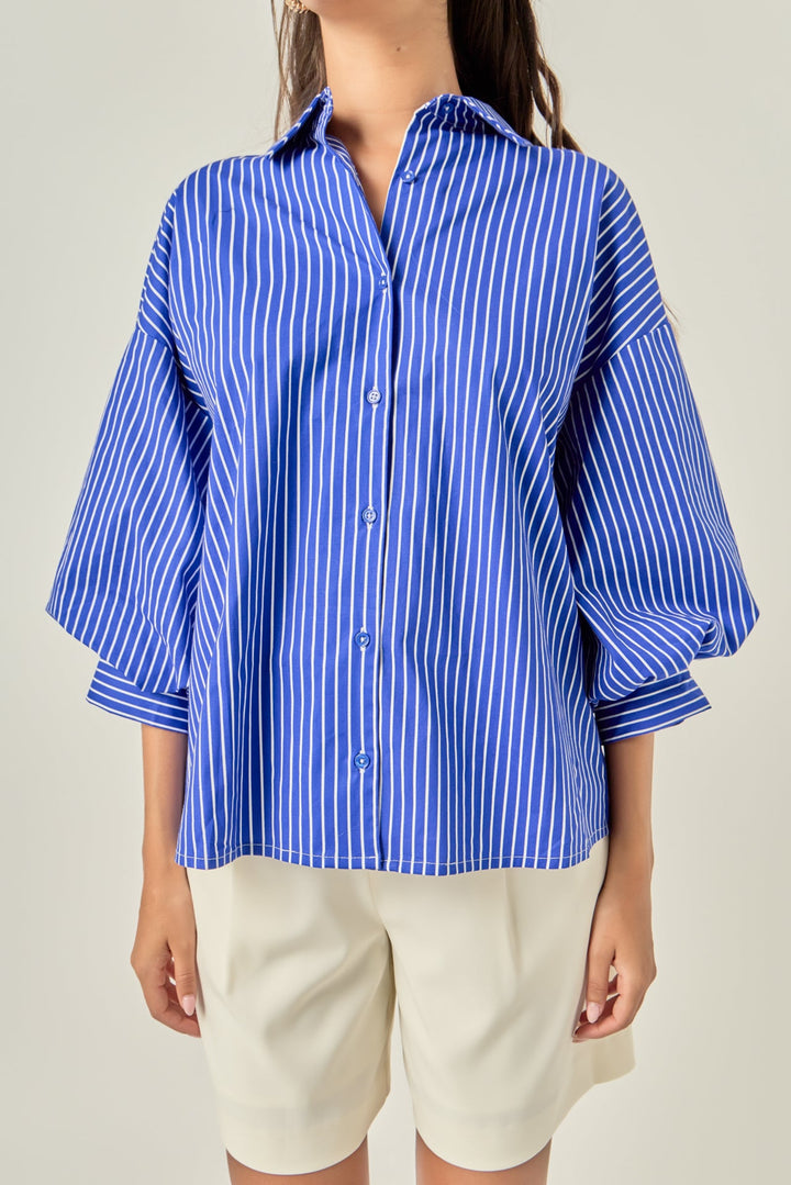 Clement Stripe Button Up Top