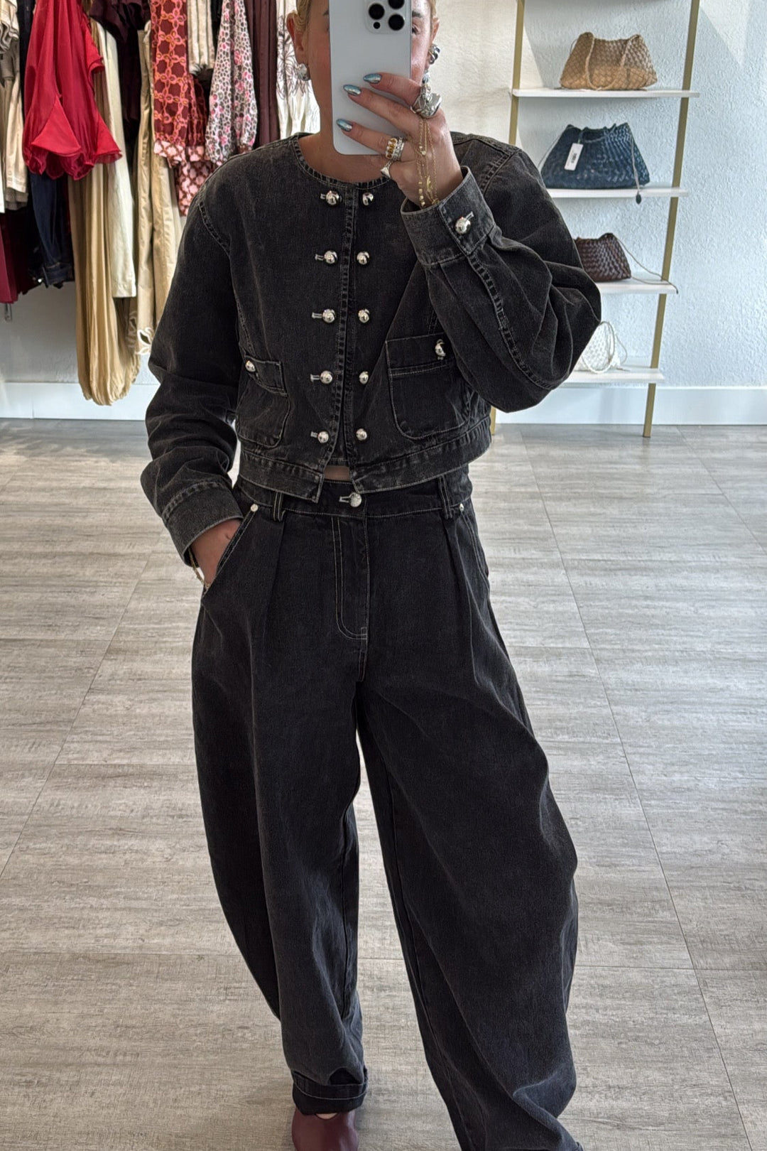 Button Up Barrel Jeans