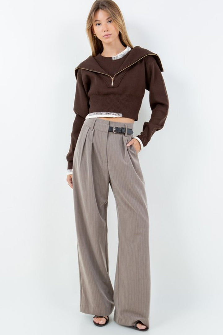 Kiele Double Layer Zip Up Sweater