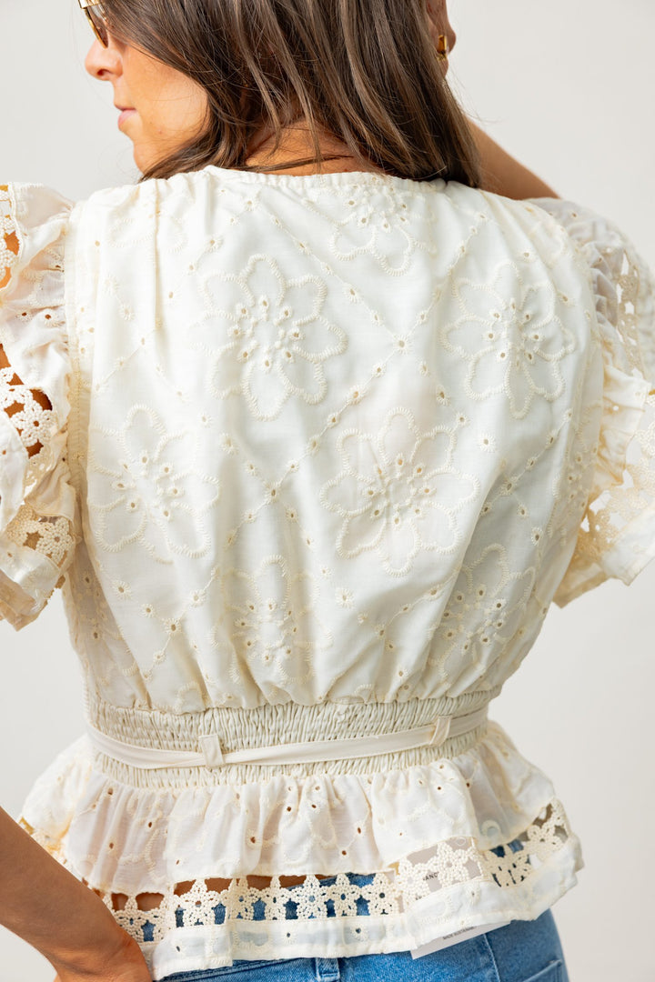 Aurelie Eyelet Flutter Top