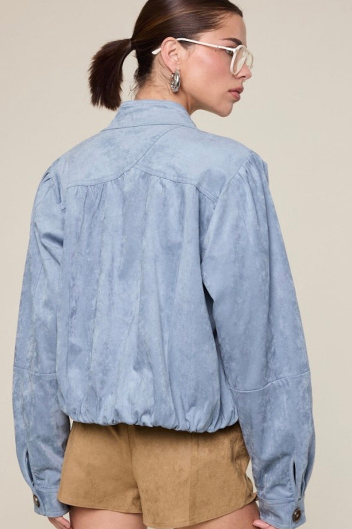 Preppy Suede Bomber Jacket