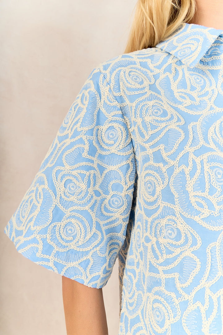 Ellie Embroidered Button Down Top