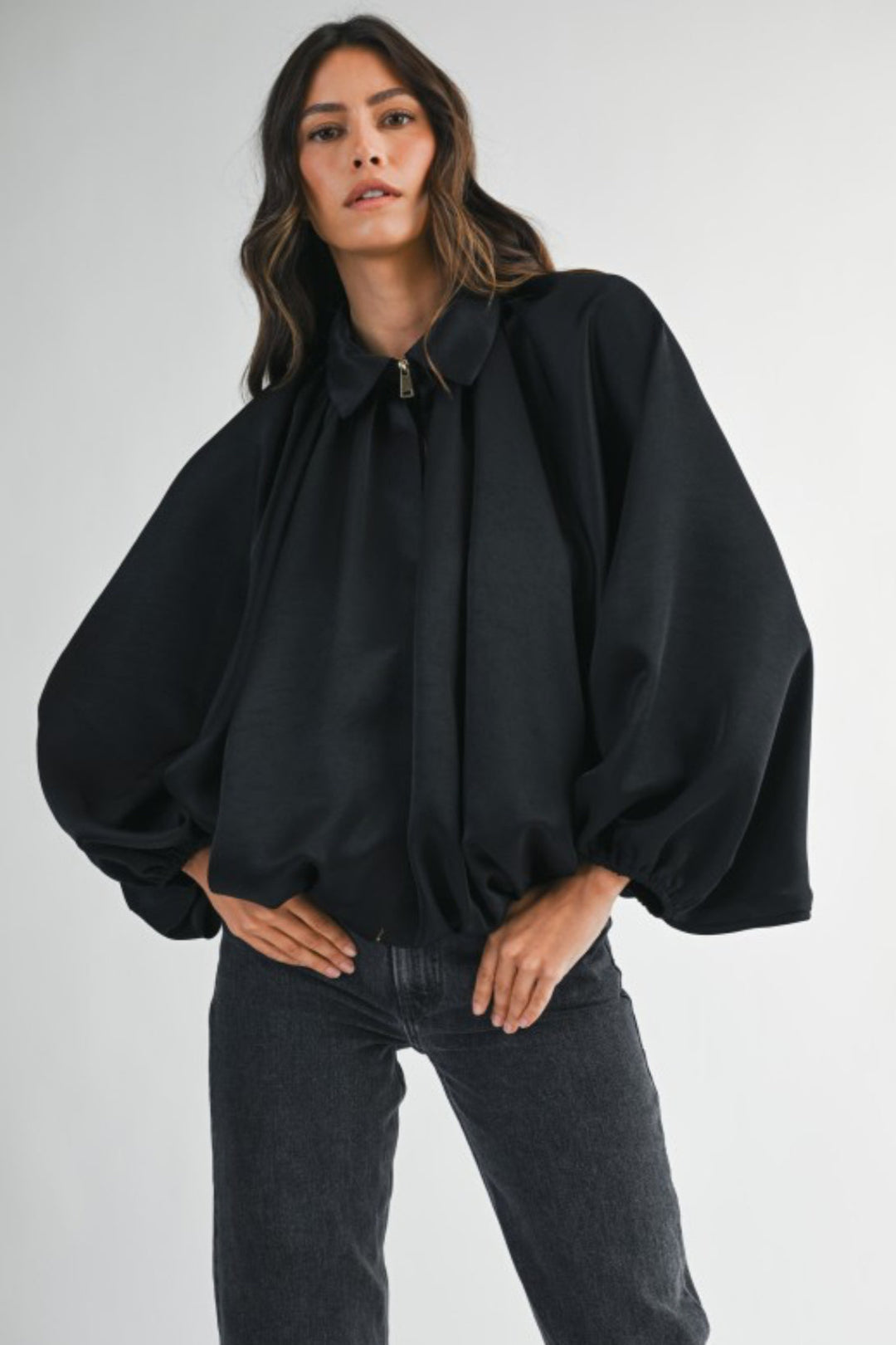 Silky Bubble Bomber Jacket