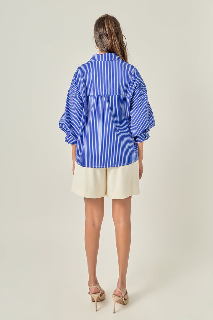 Clement Stripe Button Up Top