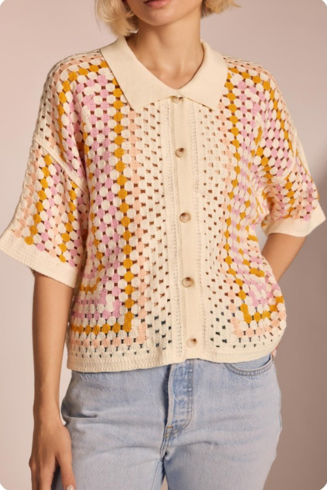 Olivia Crochet Button Down Top