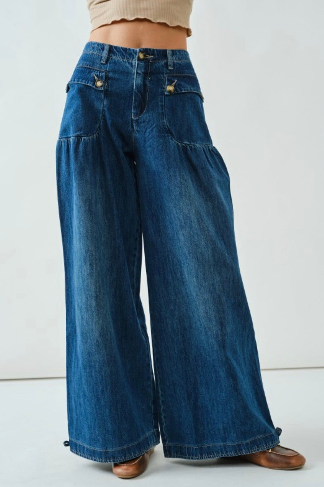Soft Denim Lotus Bottoms