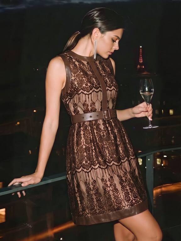 Toasty Leather Trim Dress