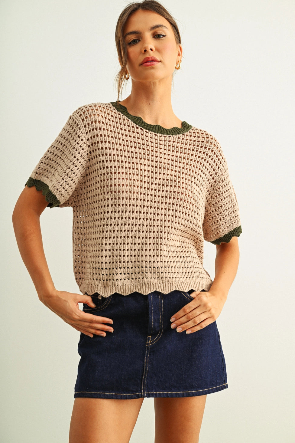 Zya Scallop Detail Knit Top