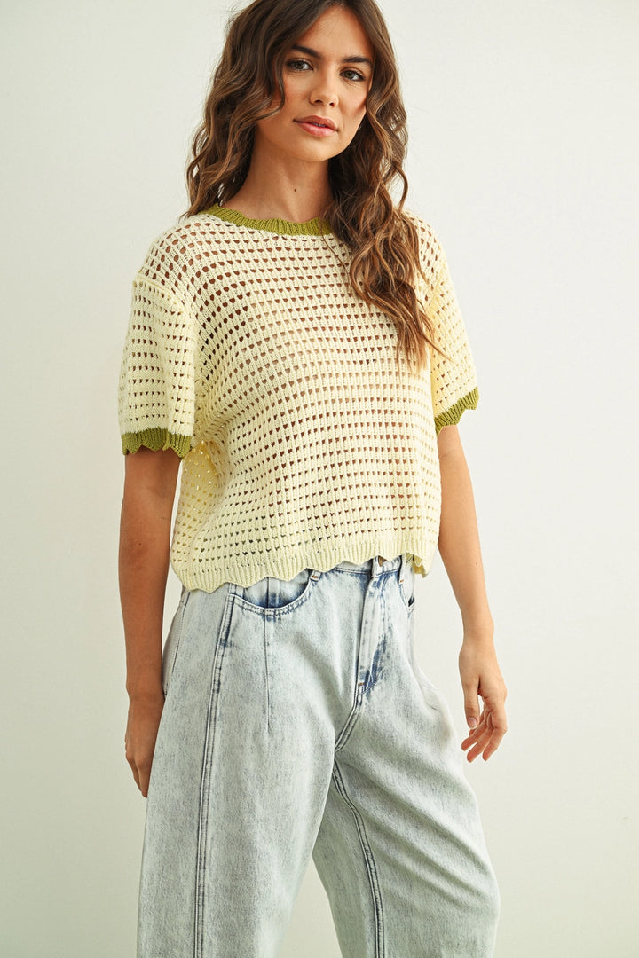 Zya Scallop Detail Knit Top