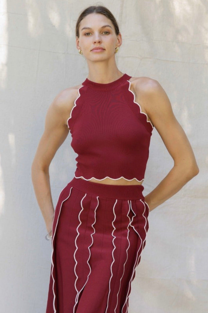 Scalloped Edge Knit Top